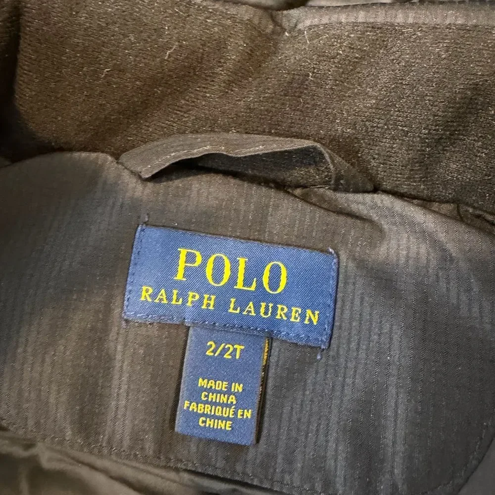 Polo Ralph Lauren Kid's Big Pony Hooded Puffer Down Vest Jacket - Black size 2T